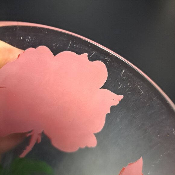 Peanut Butter Rose Floral Drinking Glass Tumbler Pink Green Vintage - Picture 8 of 8